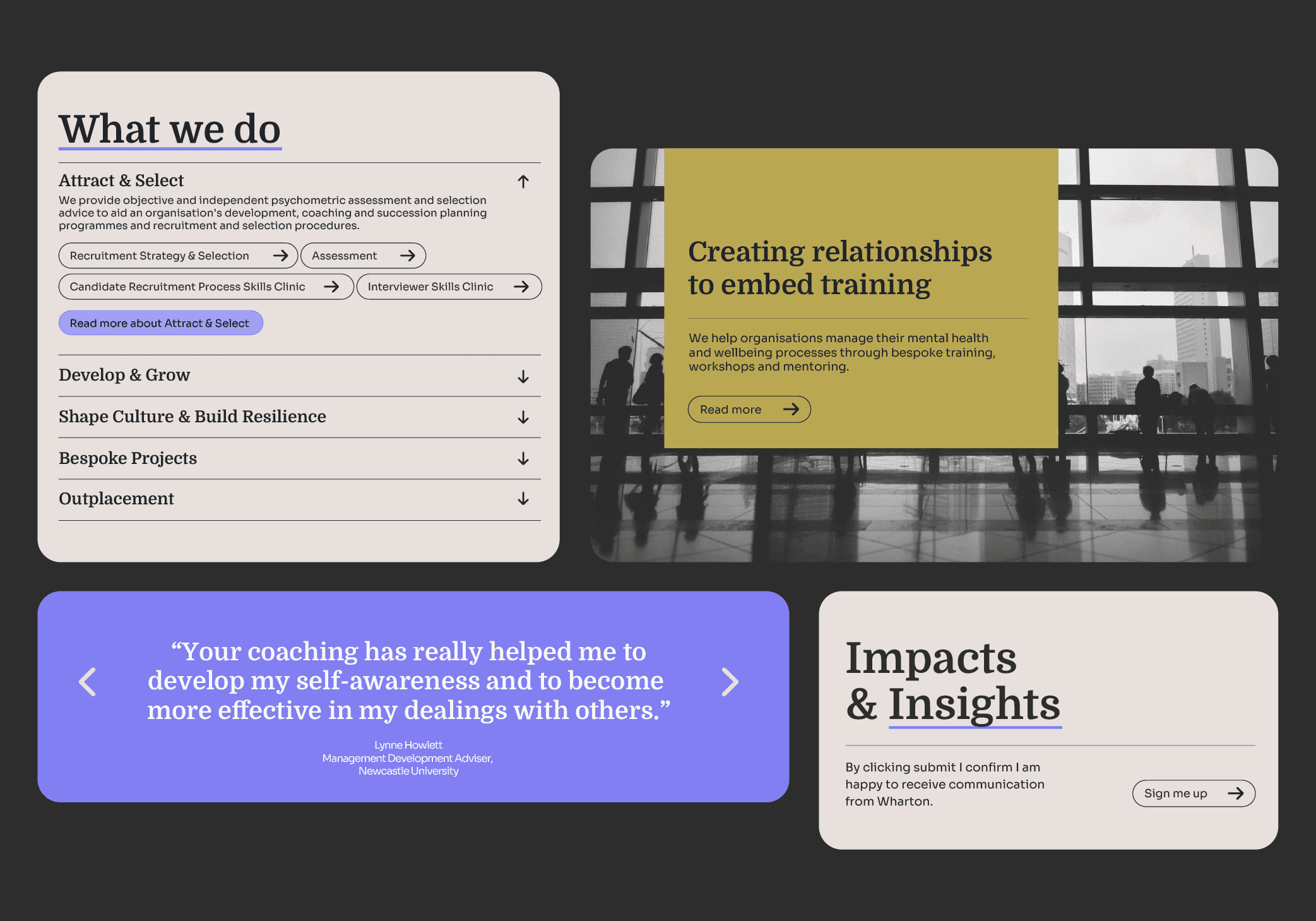 snap shots of elements from the website