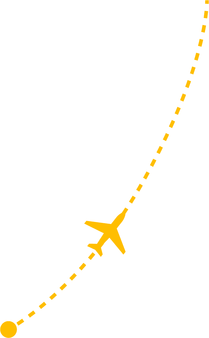 Graphical element of a plane icon following a dotted line