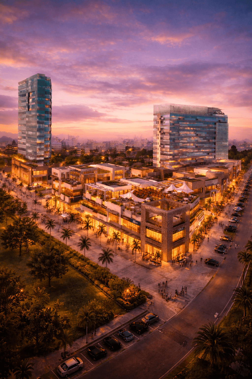 Modern commercial building facade on a main road in Sector 67 Gurugram, illustrating prime connectivity