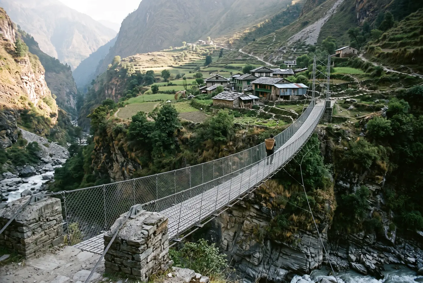 The Yangma footbridge, Yangma, Khaling valley