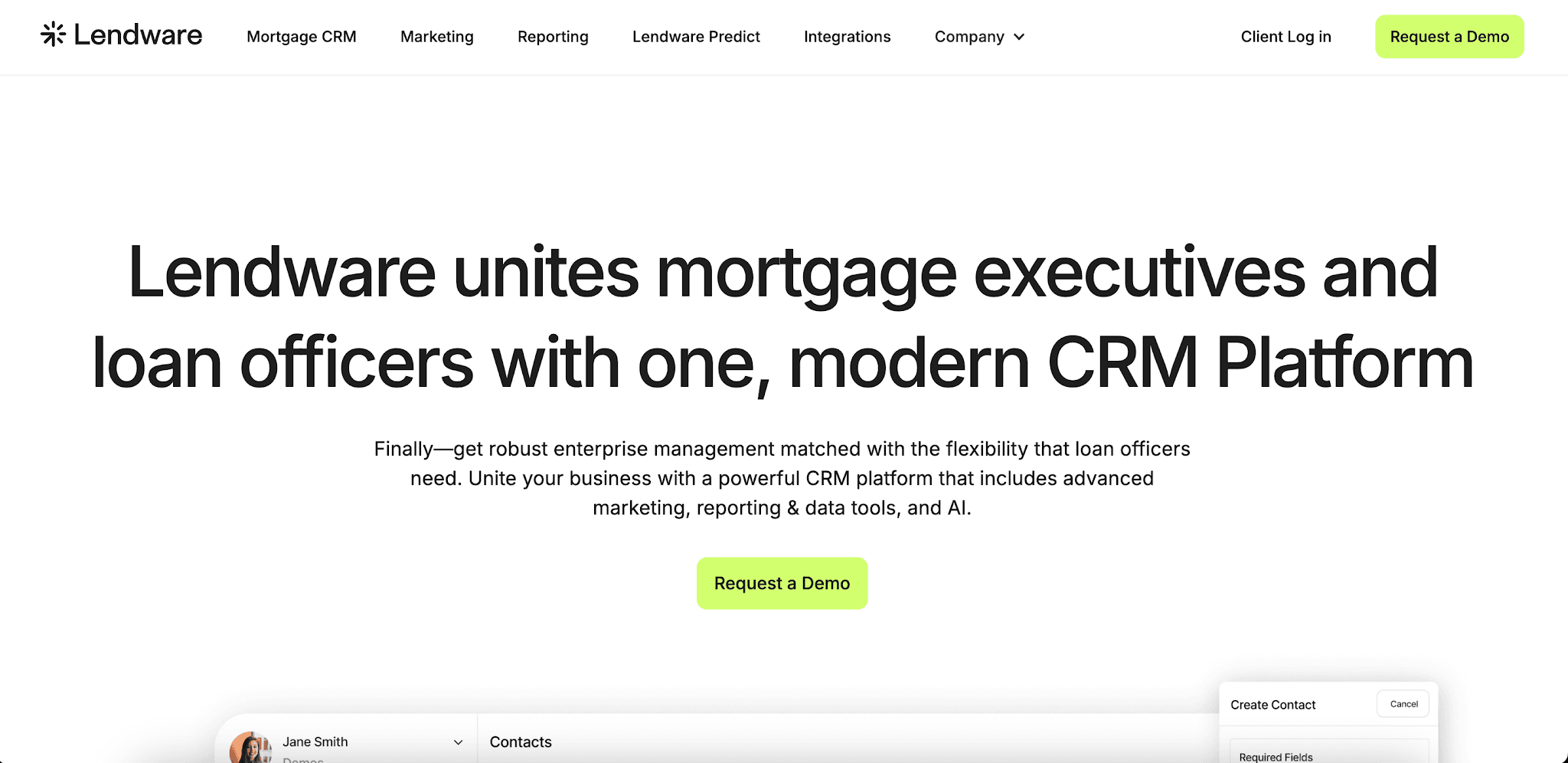 Lendware web homepage