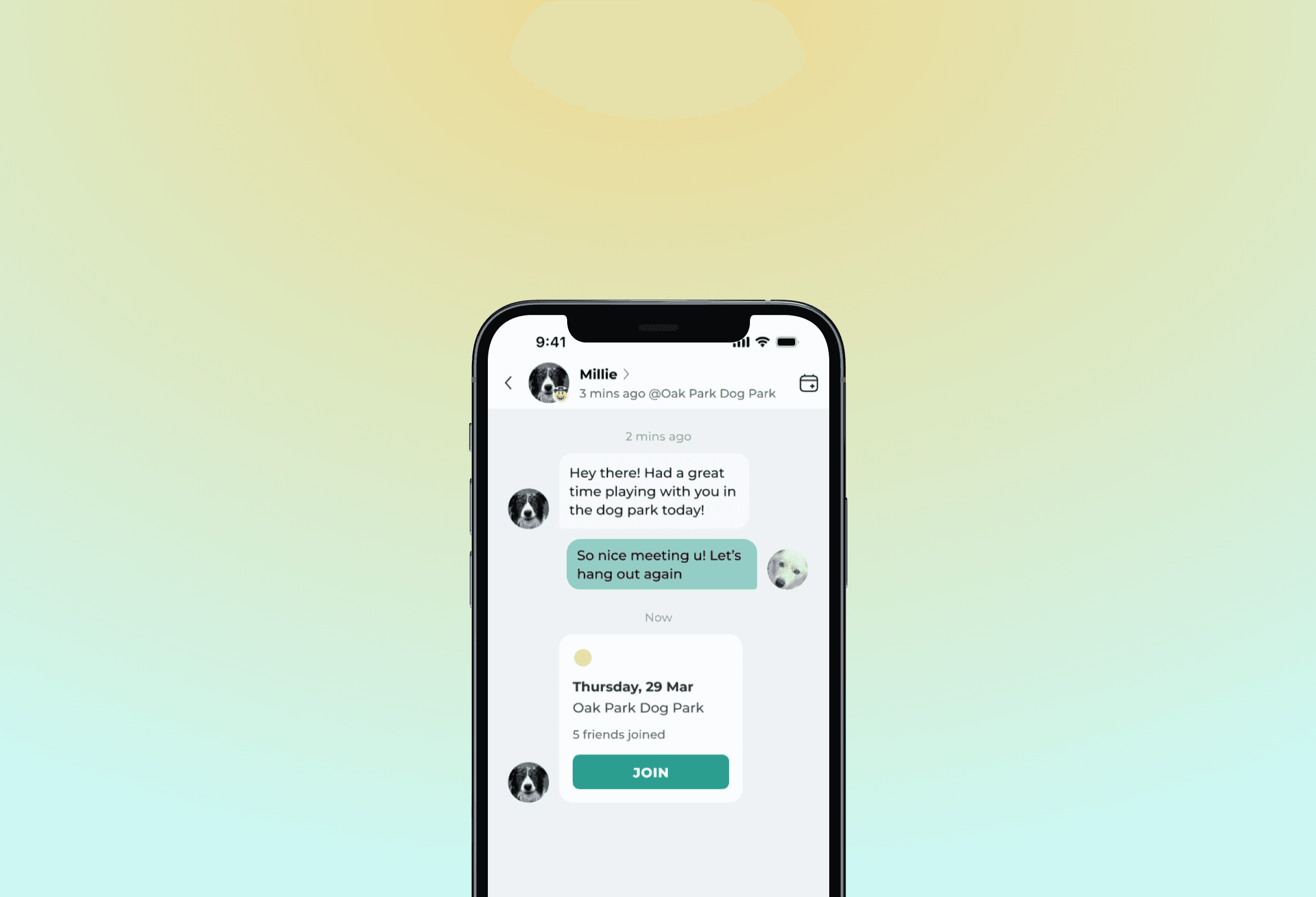 The top half of a screen of a mobile device