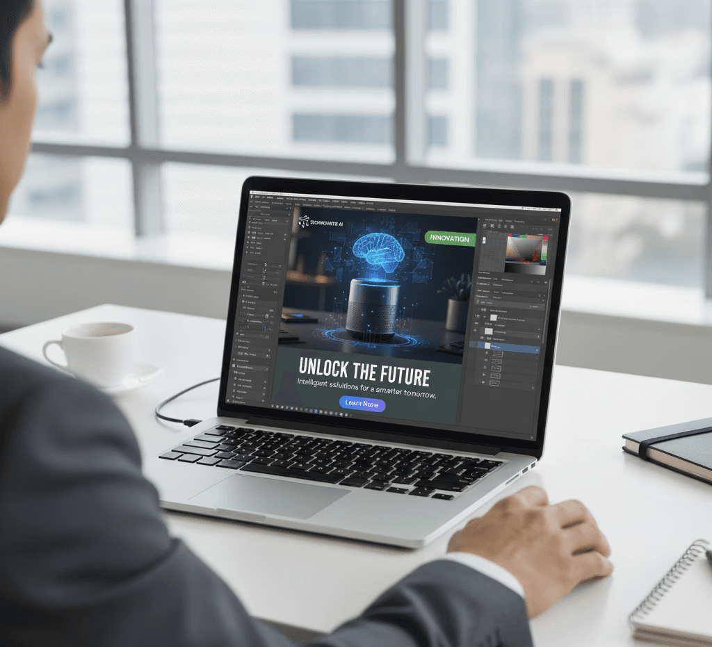 facebook post design on a laptop screen