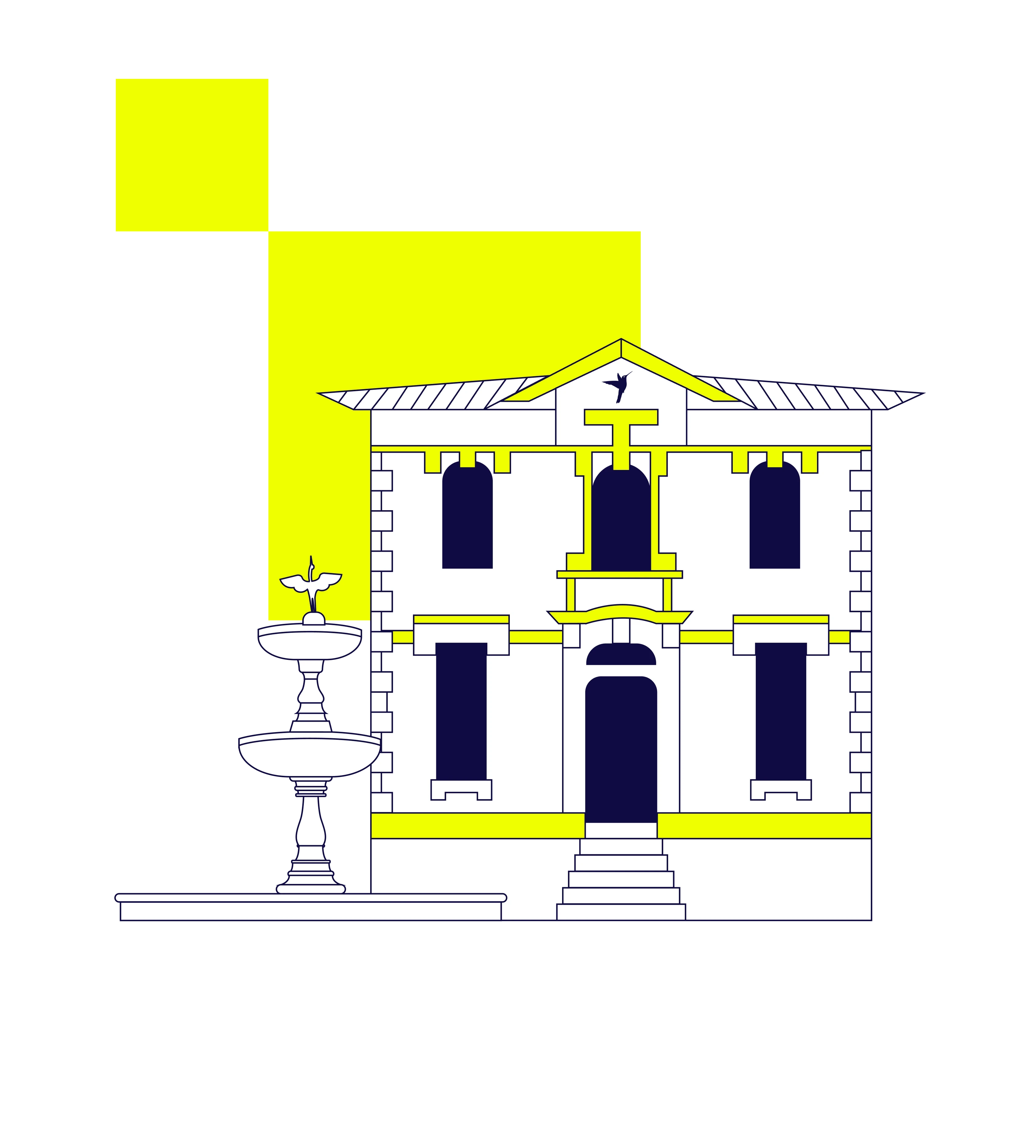 Fachada histórica de San Vicente Fundación con fuente, institución apoyada por la operación de Zona P.