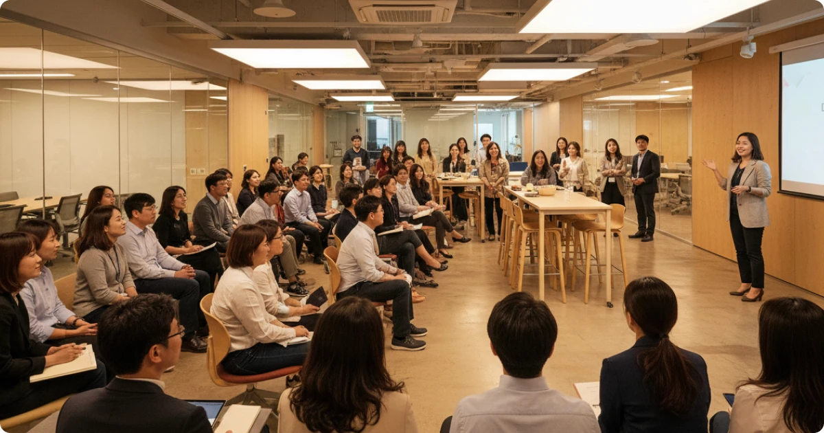 타운홀 미팅으로 조직문화를 꾸리는 기업의 모습
