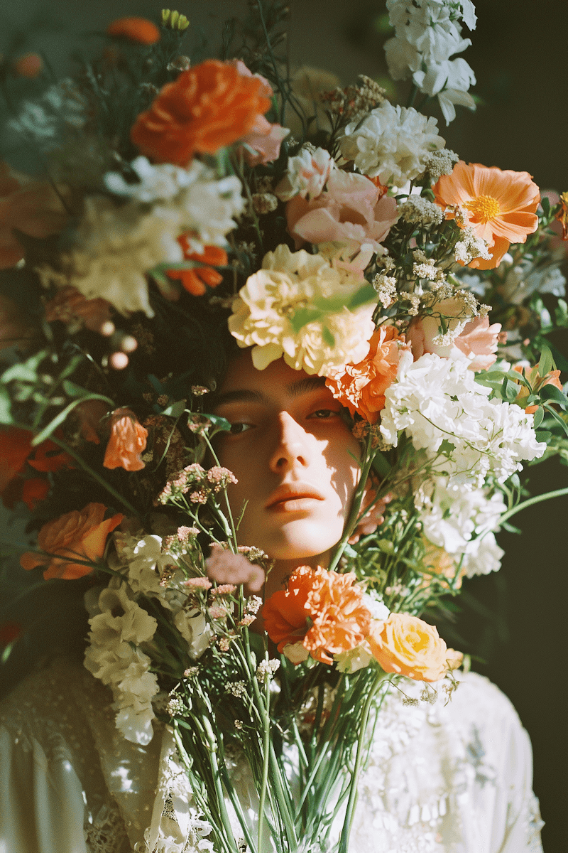 man with blooming portrait