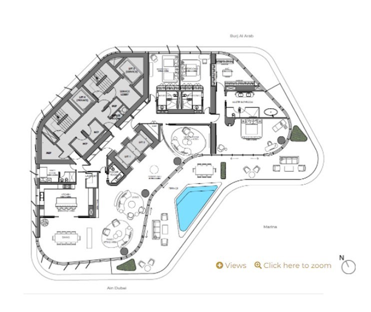 Three bedroom apartment at Ava at Palm Jumeirah by Omniyat 