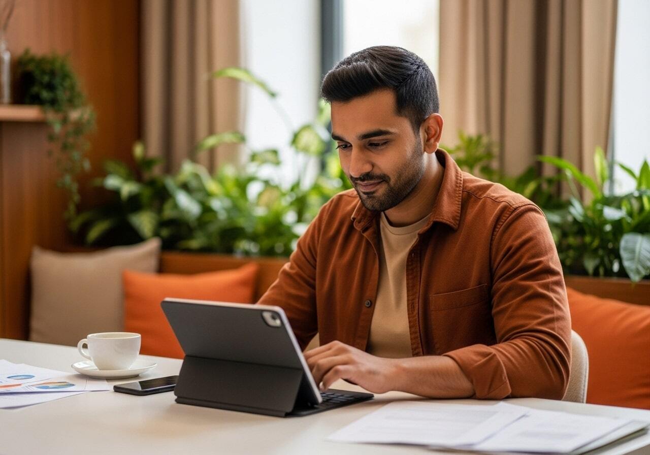 A man creating and publishing a consultation plan to sell on his storefront