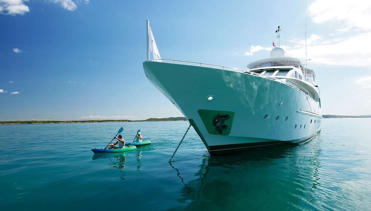 Luxury yacht at dock