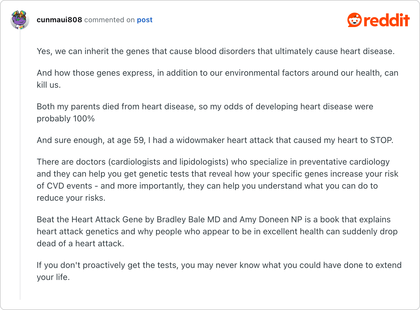 Post on Reddit