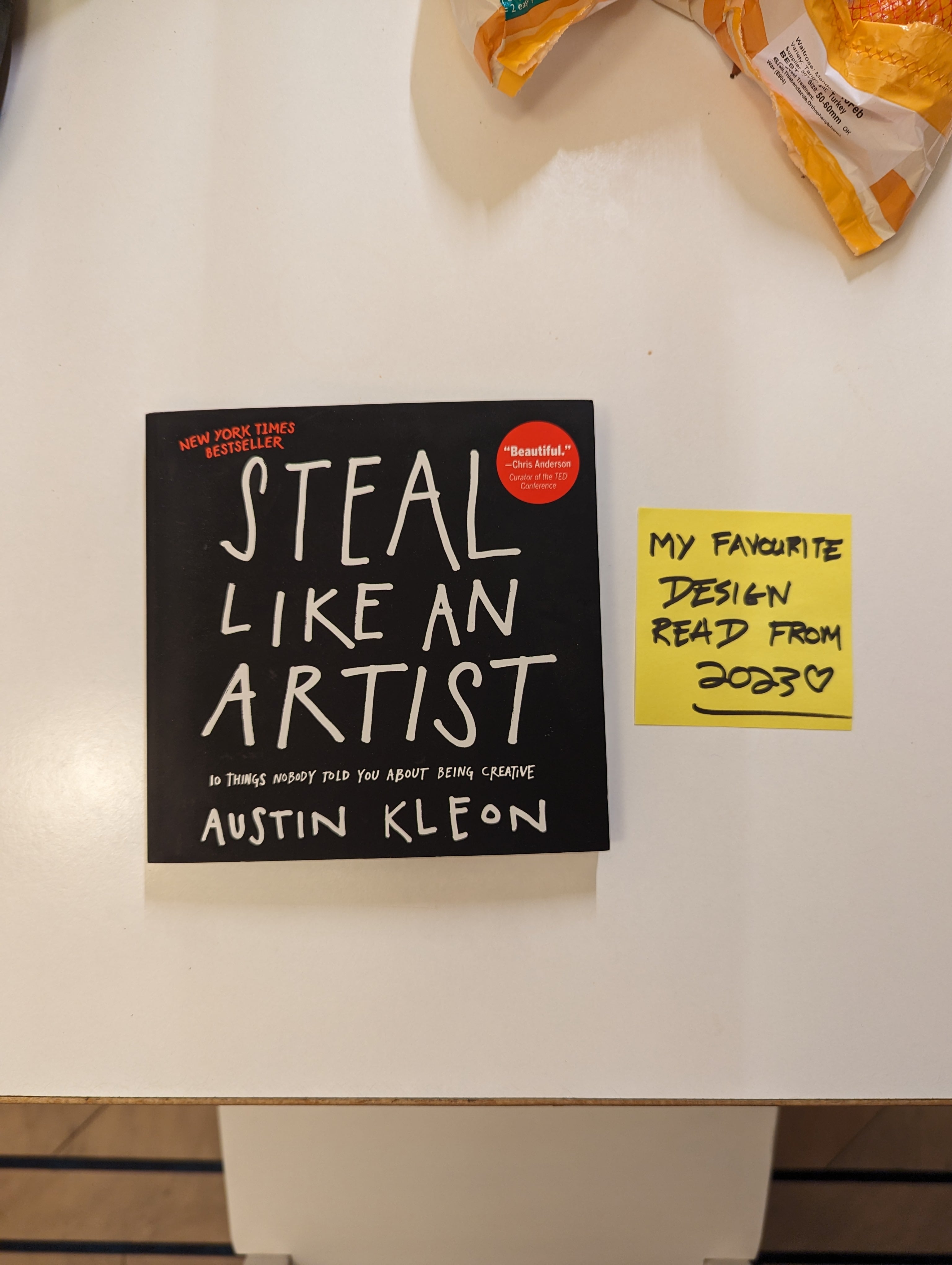 A photo of my favourite design read of 2023 – Steal Like an Artist by Austin Kleon