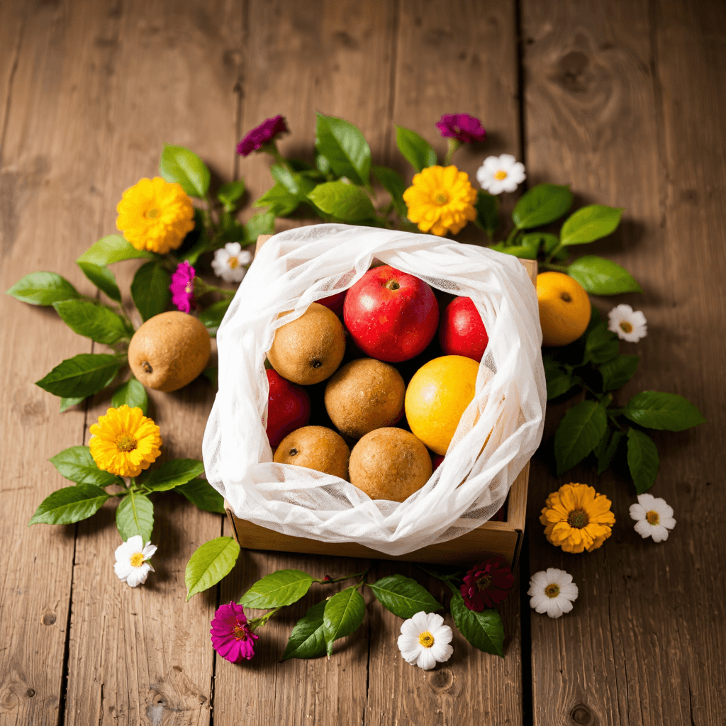 product photography of a fruit gift box containing mangoes and kiwis