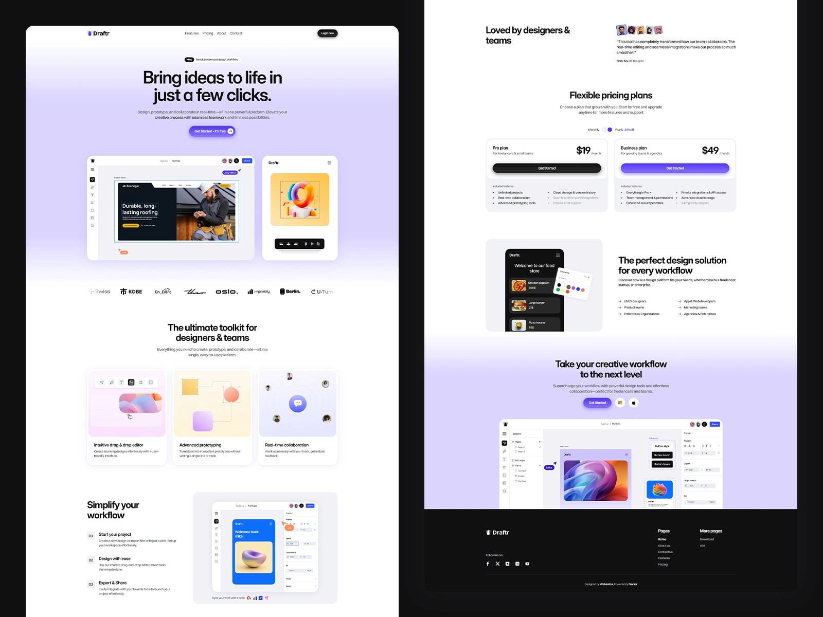 Draftr — 现代动效 SaaS 产品官网设计灵感