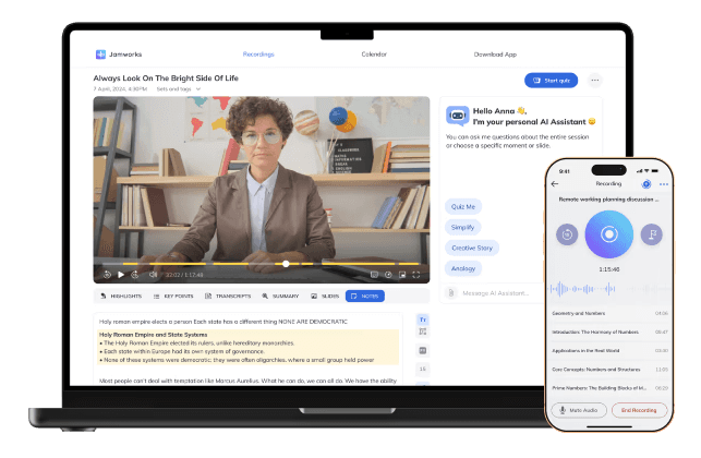 Mockup of Jamworks desktop and mobile screens