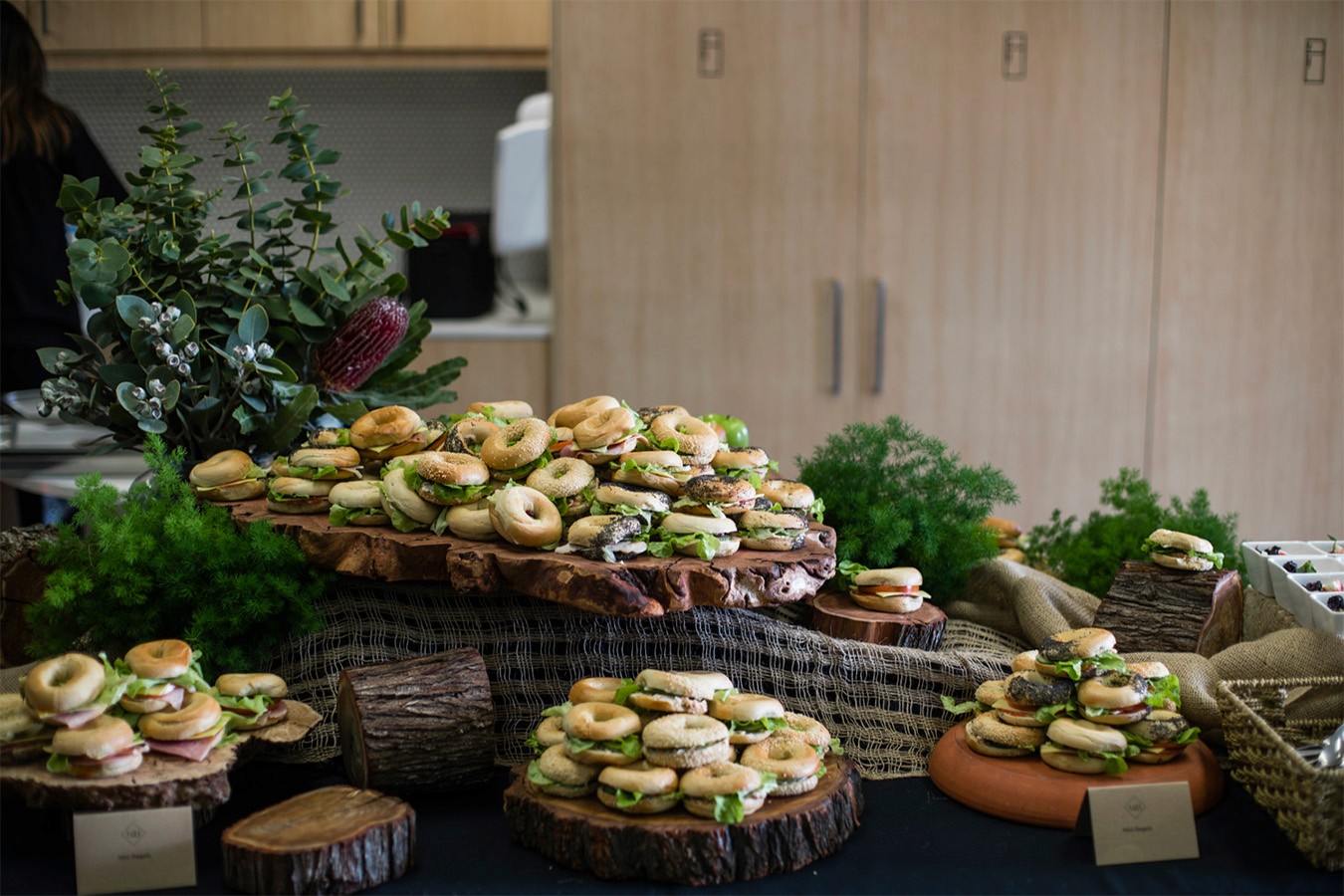 Large Morning Tea set up for Transurban in their Brisbane Office