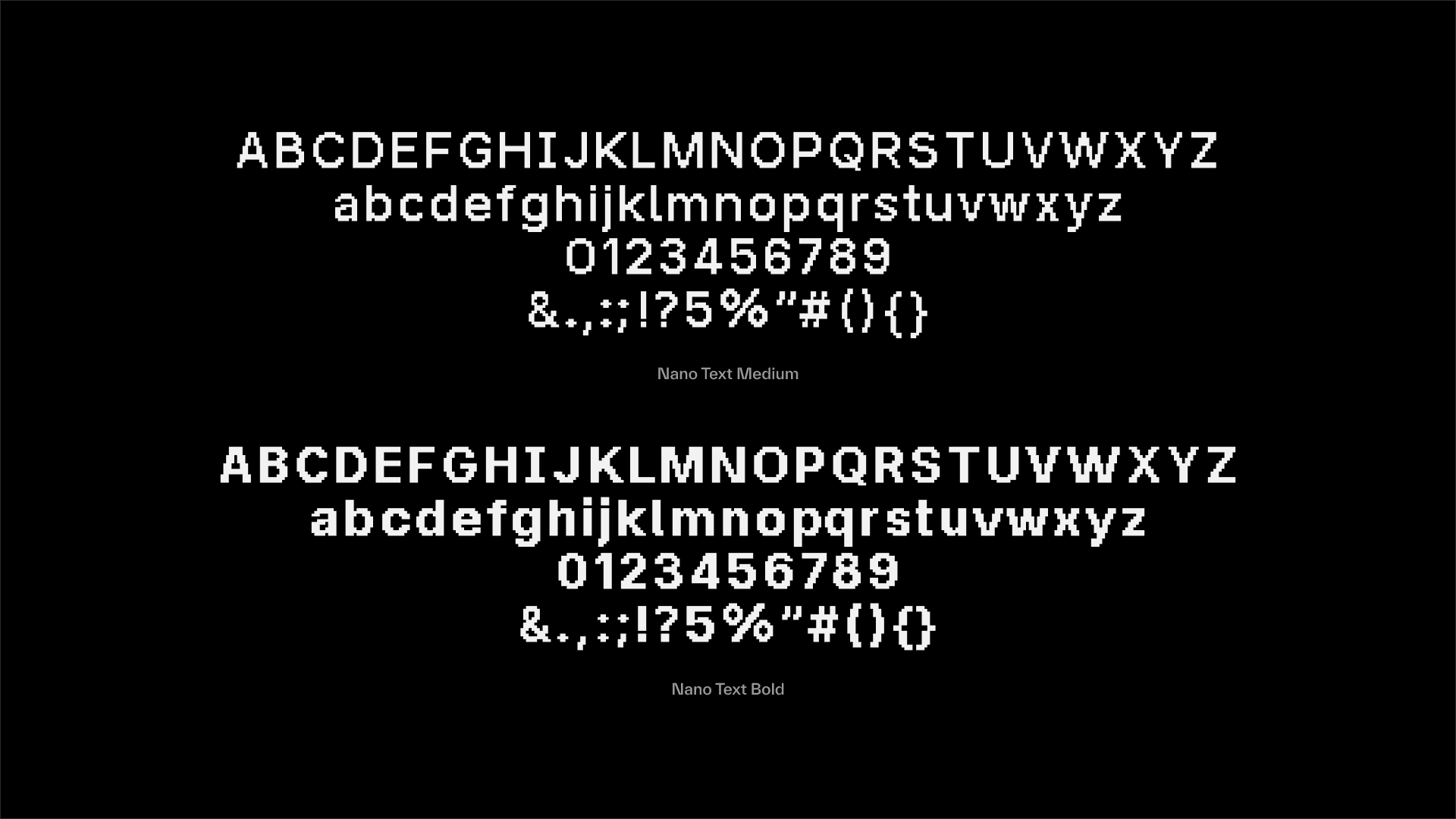 Extrait de la font Nano, créée spécialement à la main pour le Ledger Nano Gen5