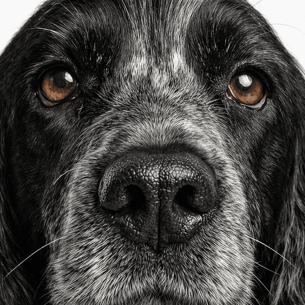 Macro close-up showing eye and fur detail