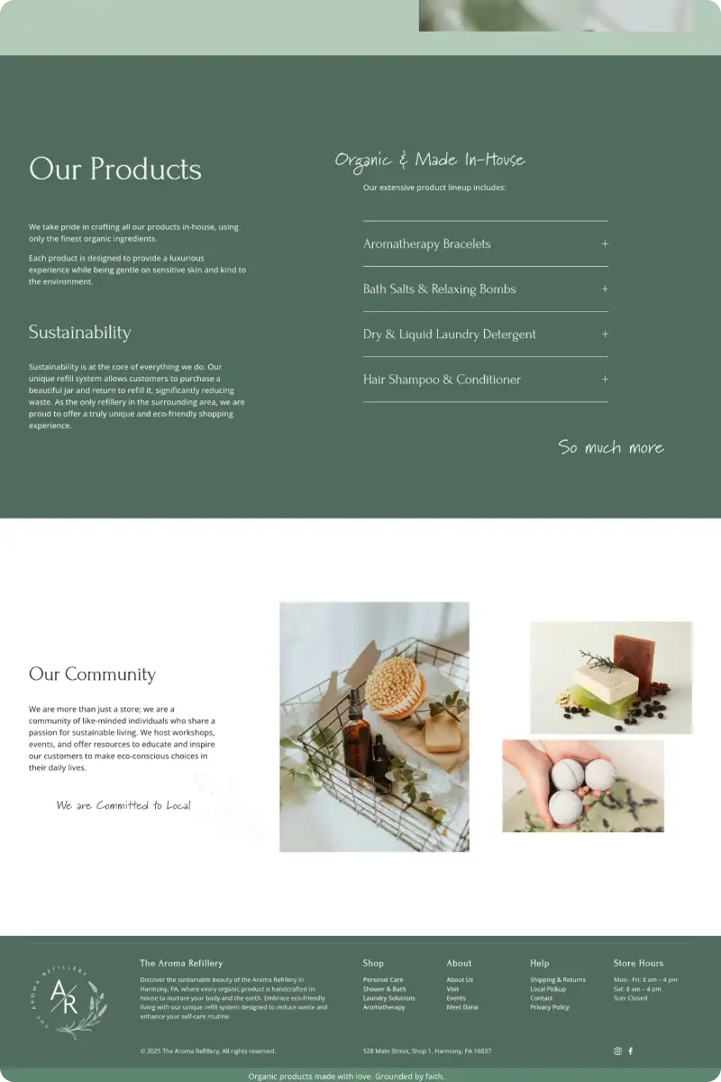 Aroma Refillery Landing Page