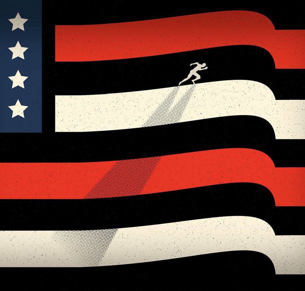 Original Just a Kid from the USA stripe and runner artwork