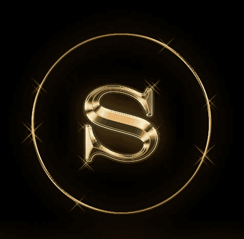Gold shiny textured logo design with embossed effect