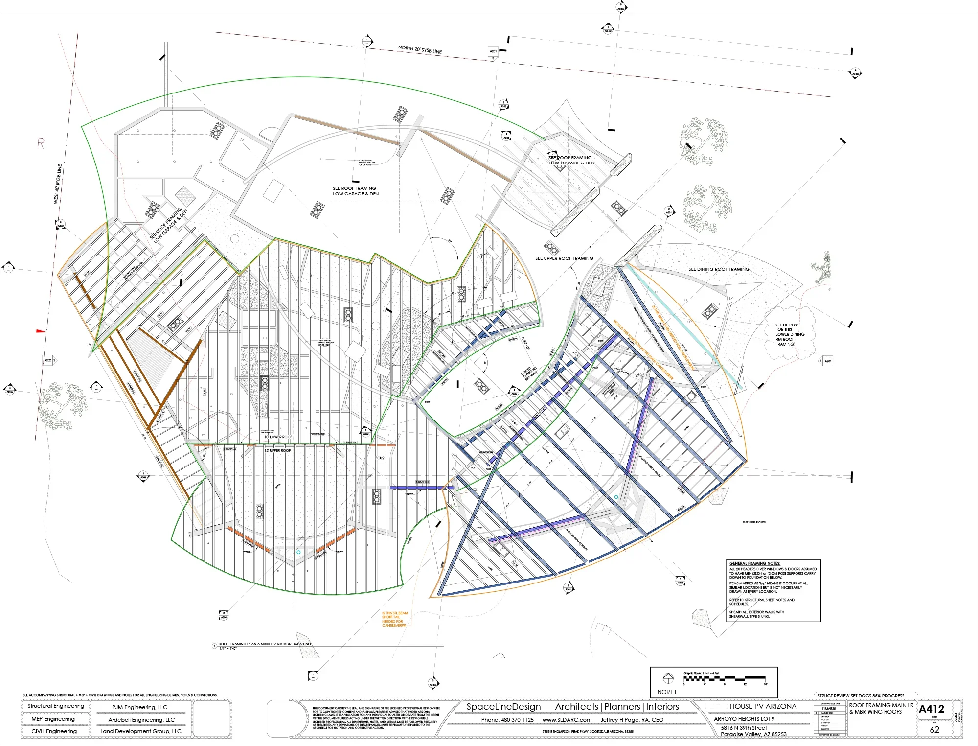 Architectural site plan by SpaceLineDesign for a custom luxury home in Arizona.