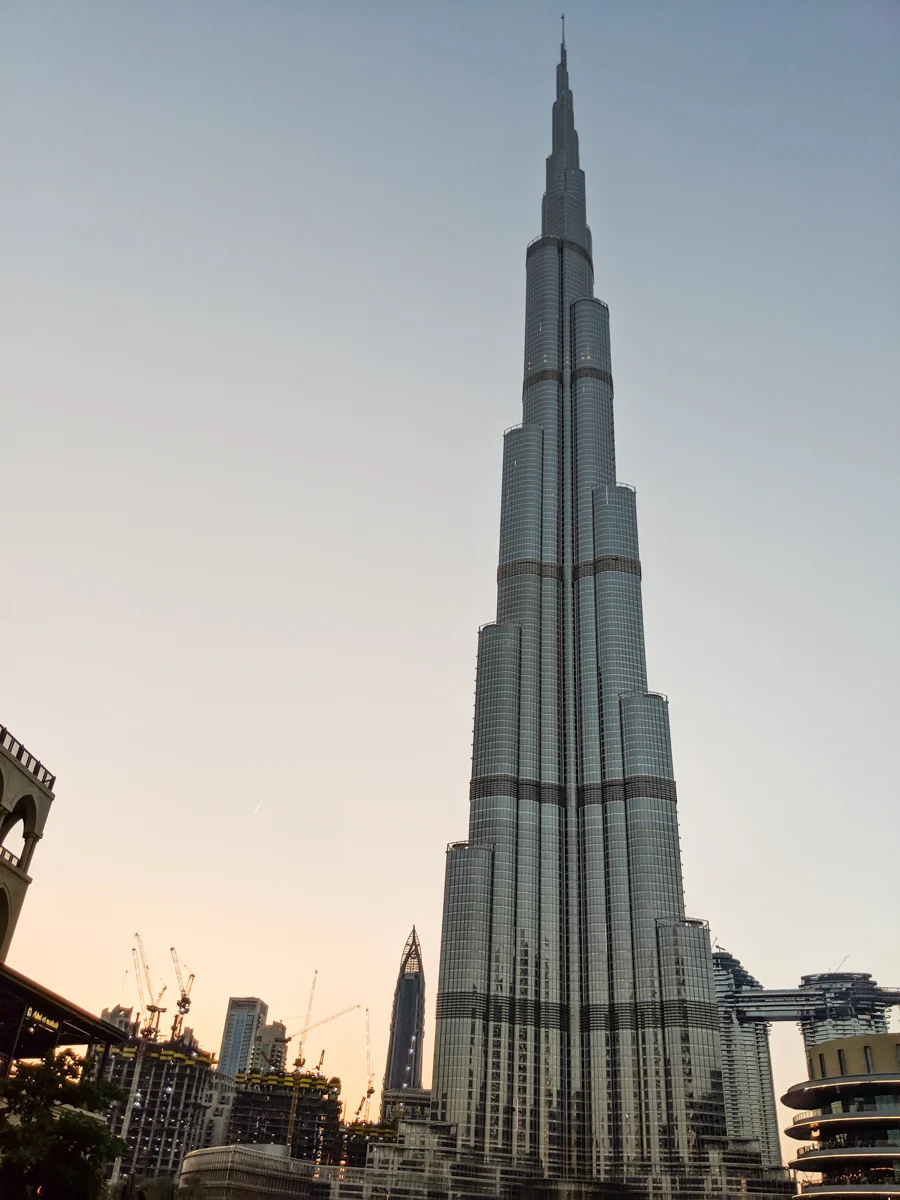 The pinnacle of all buildings: The Burj Khalifa at dusk