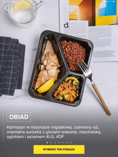 ekran wyboru posiłku ntfy