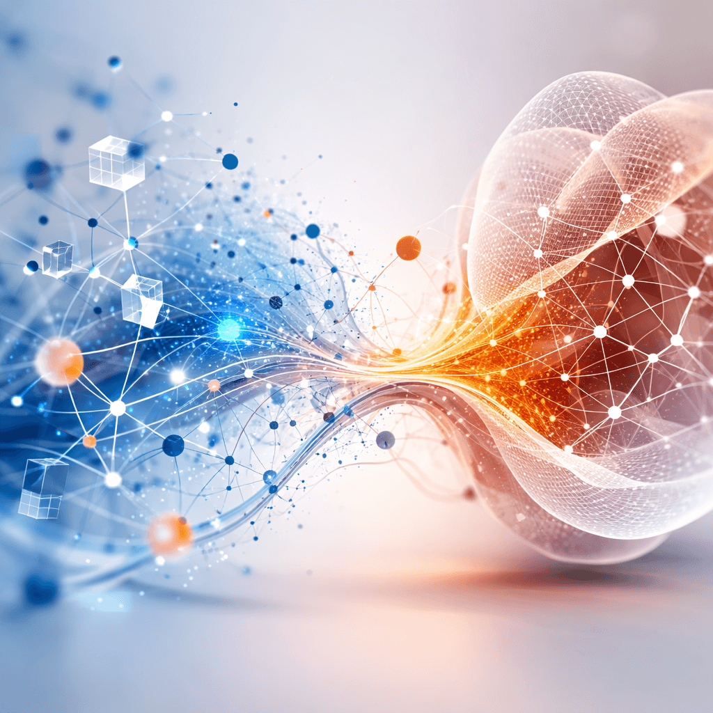 abstract visualization of connected data nodes, clean and minimal