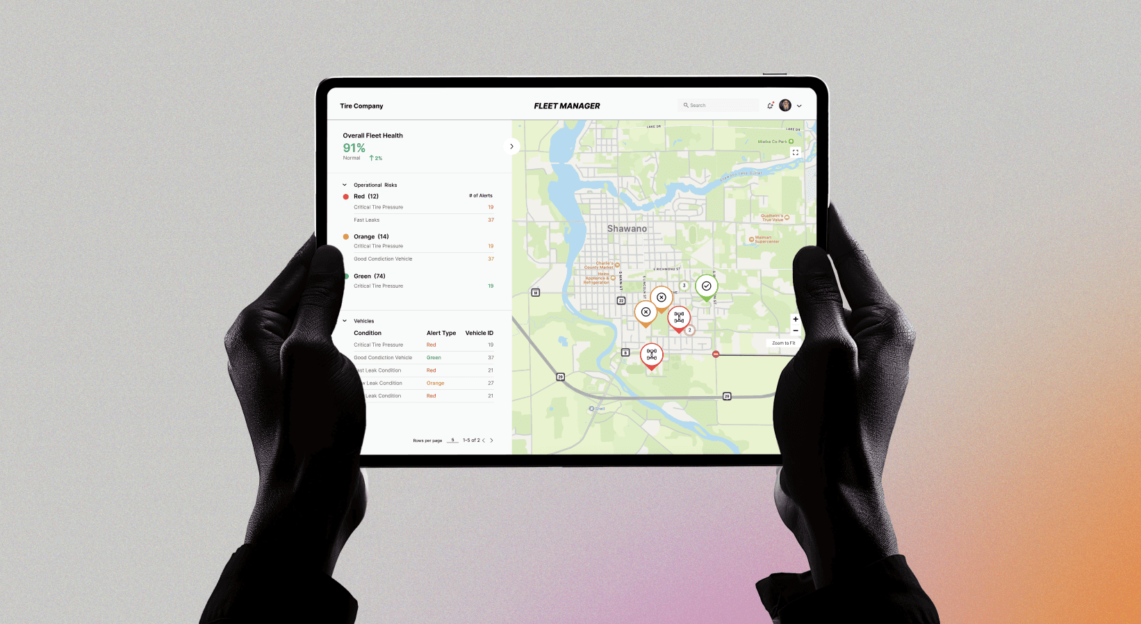 A hand holding a smartphone with a data analytics chart on the screen.