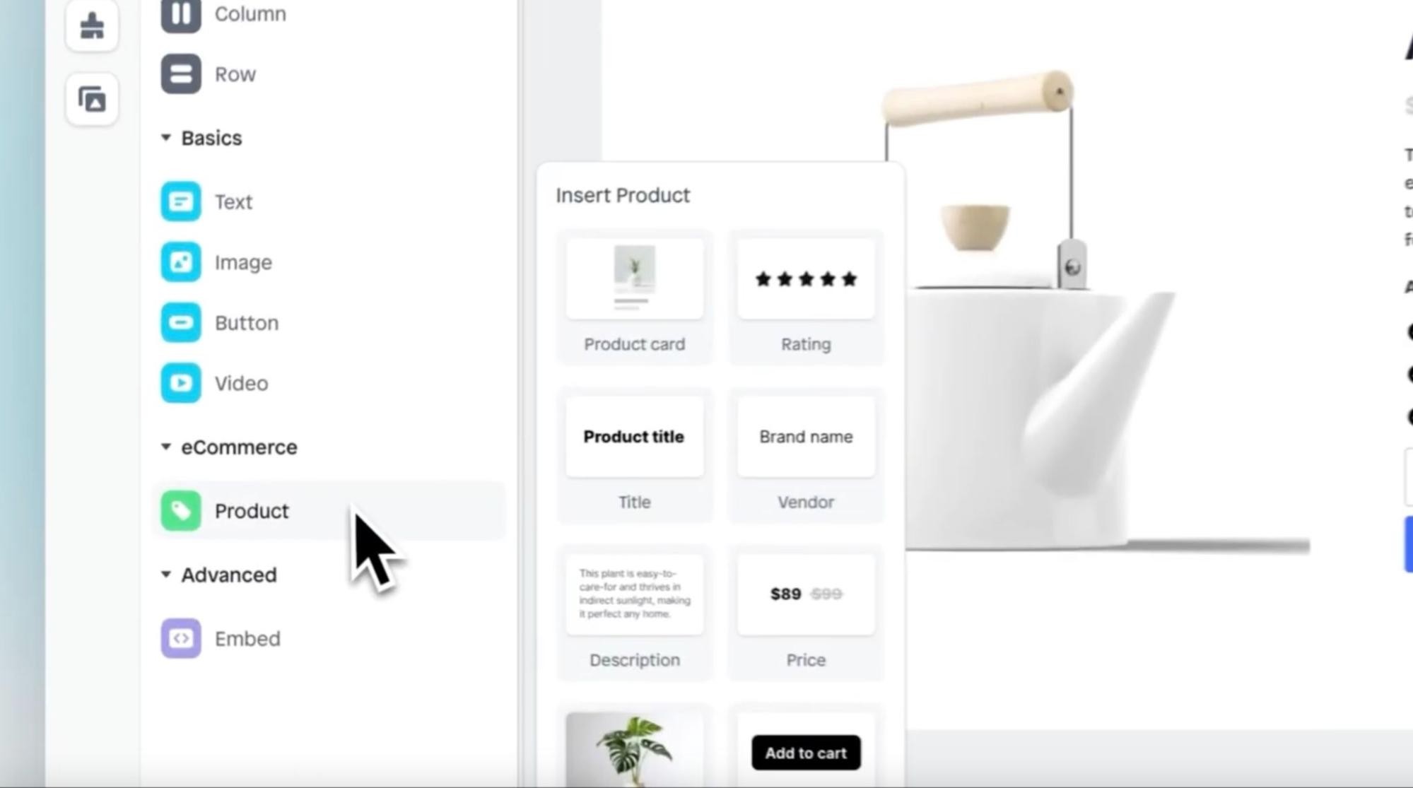 hover over the product element 