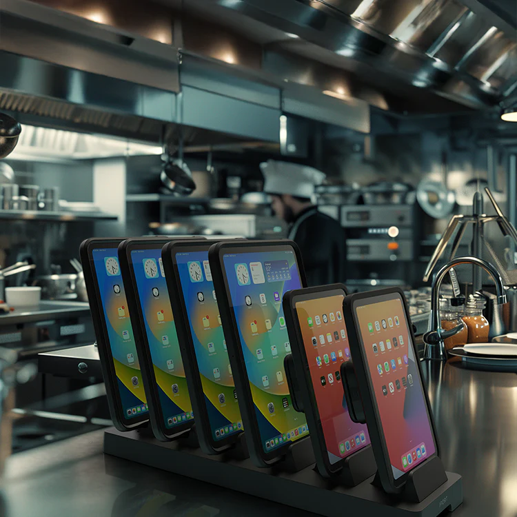 iPort continuous power charging and docking systems for fixed iPad and tablet installations in commercial and hospitality environments in BC