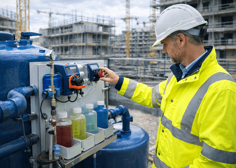 workman treating water