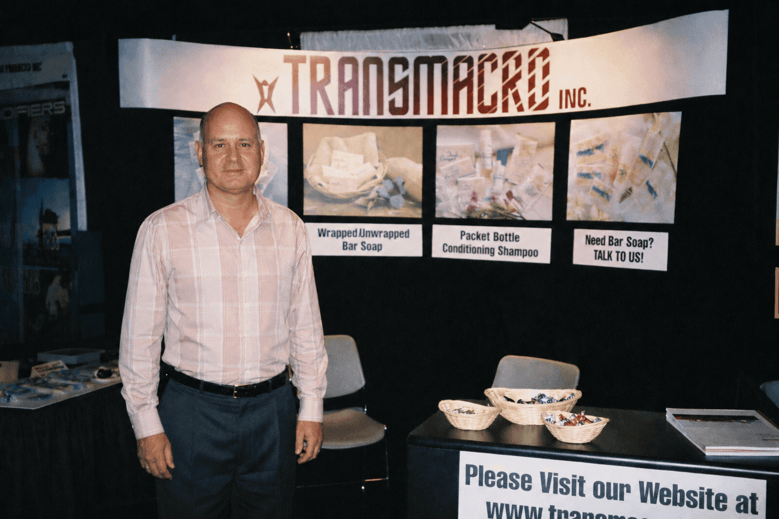 Mr Gunder Shoeppe in a showroom for transmacro amenities 1996