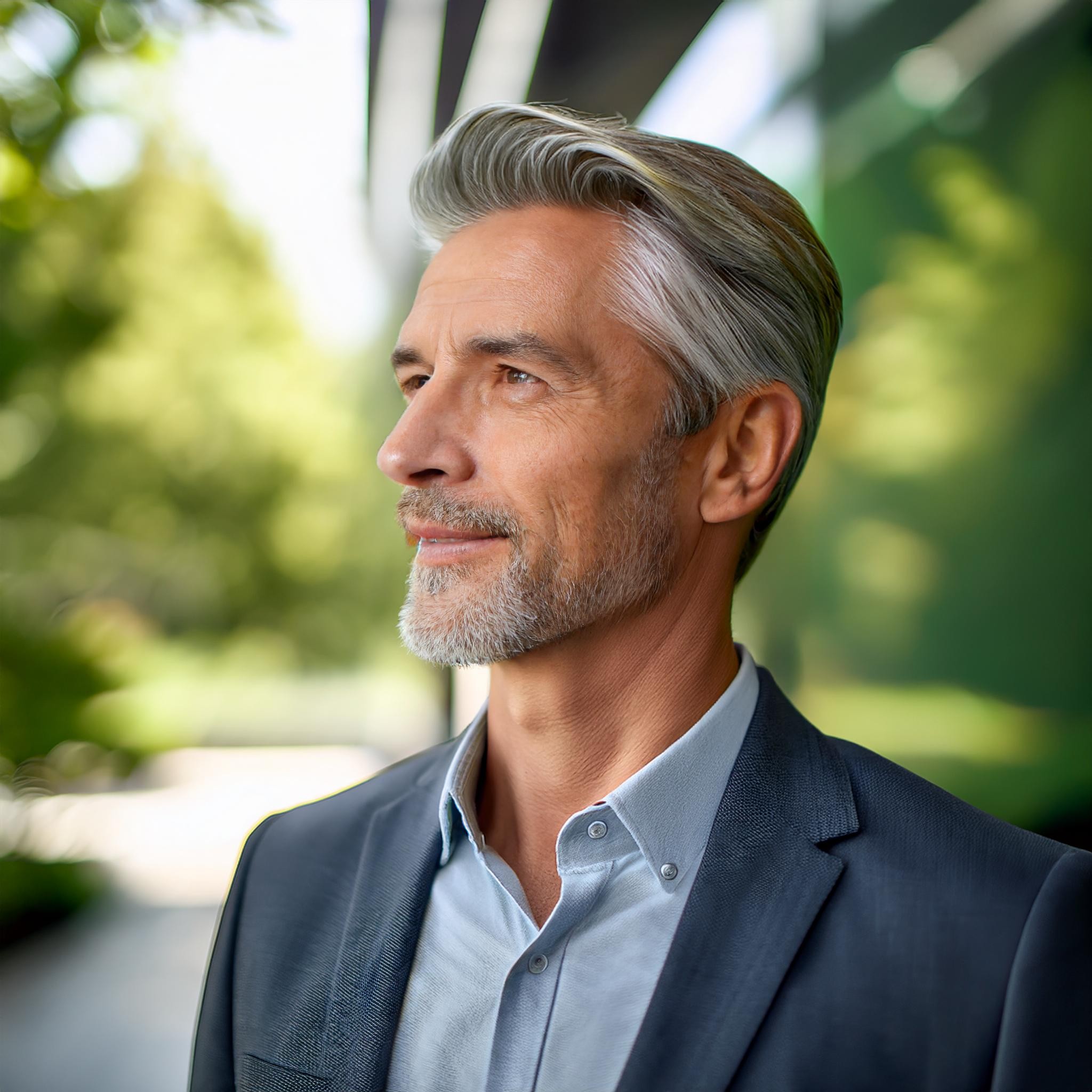 Image of an executive man in the tech industry on green background