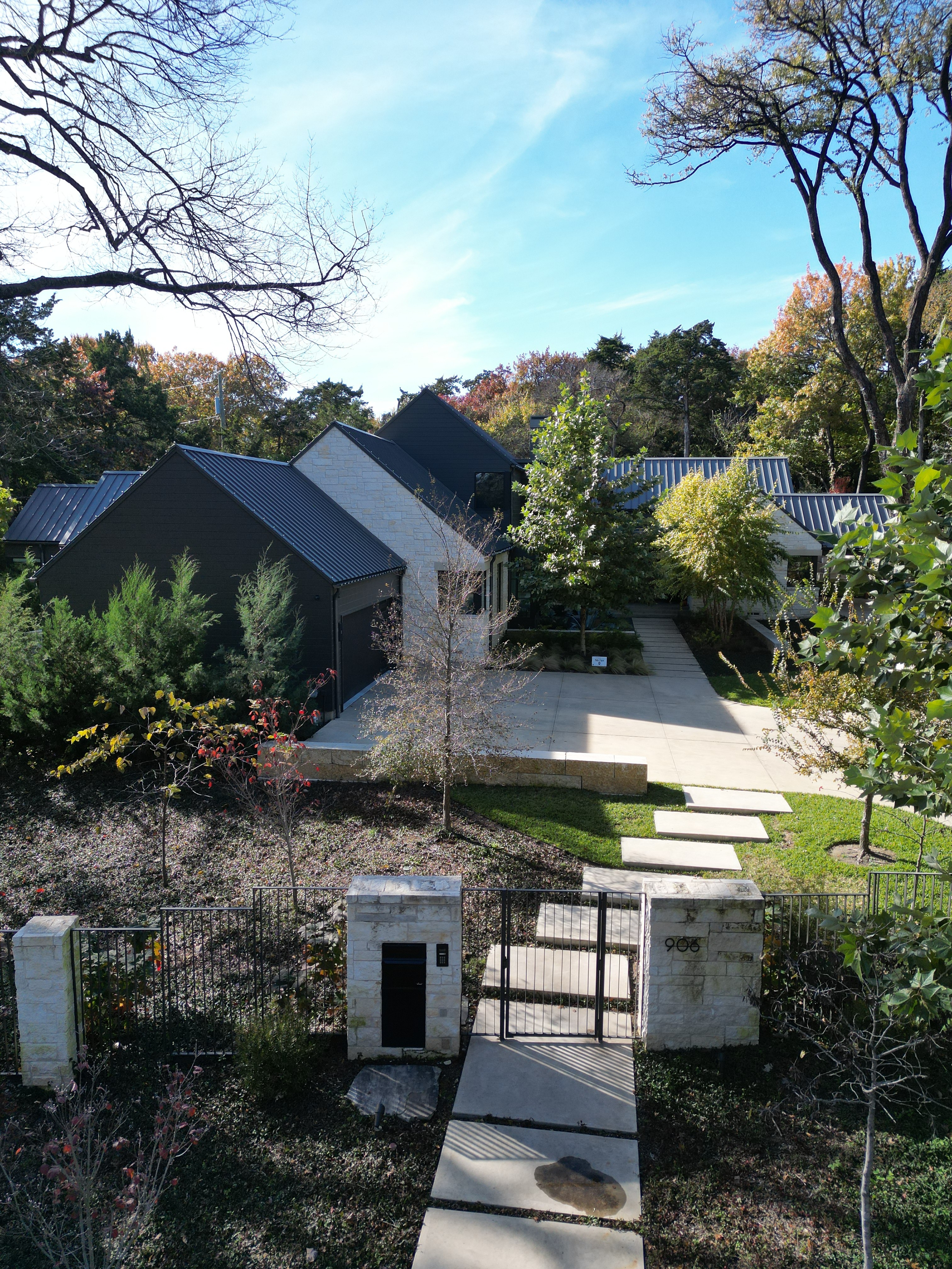 shot of front of home from a lower view
