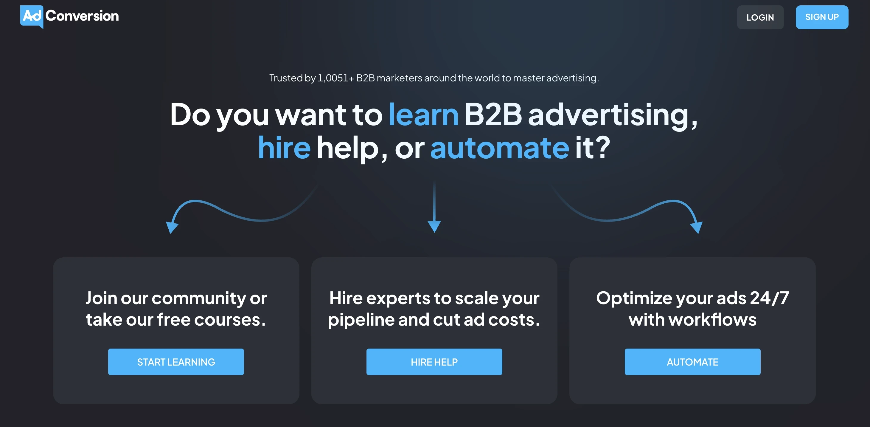 Screenshot of AdConversion hompage