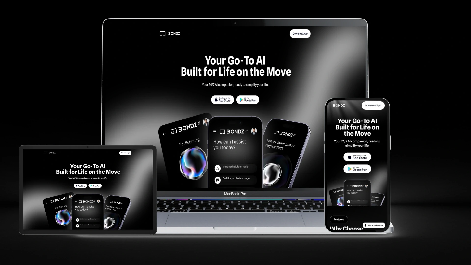 BONDZ — AI Companion SaaS Framer Build