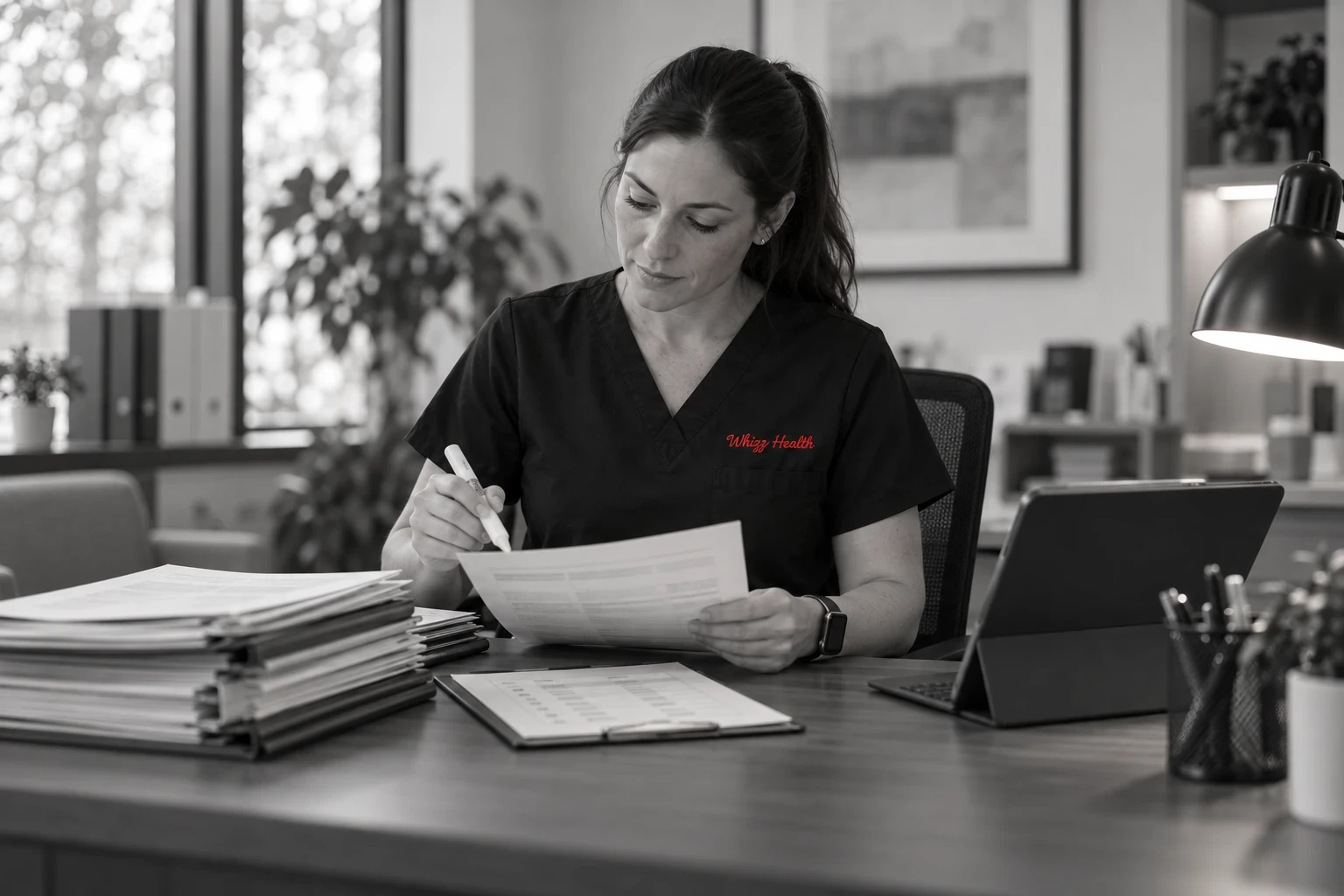Research coordinator pre-screening patient charts with a checklist