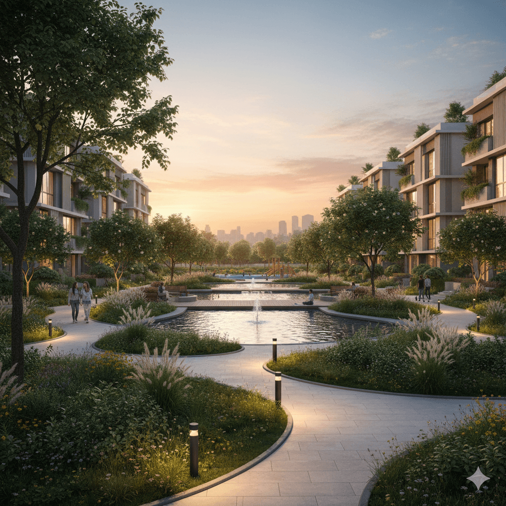 Serene green belts and community parks at Smart World Sector 108, Gurgaon