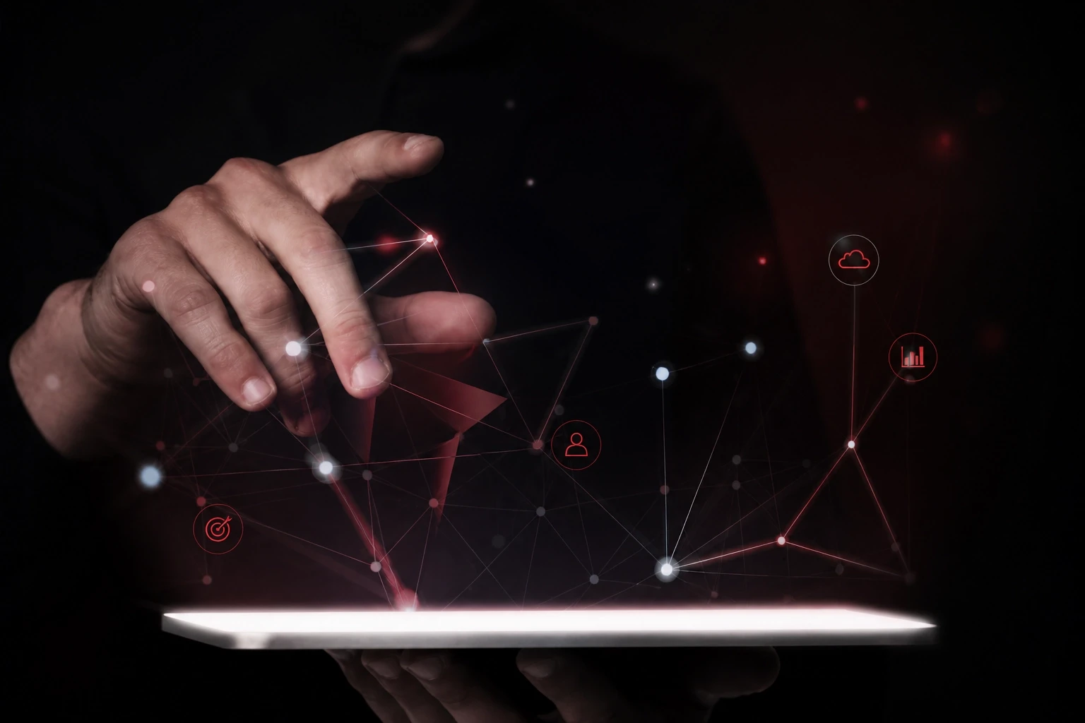 Technology and SaaS marketing in Saudi Arabia – digital network interface and data connections representing software and innovation