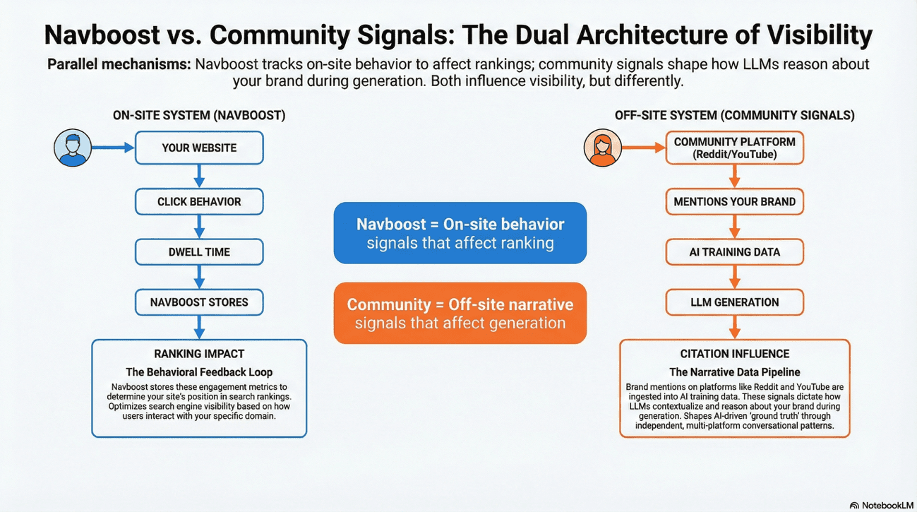 Navboost vs Community Signals: The Dual Architecture of Visibility