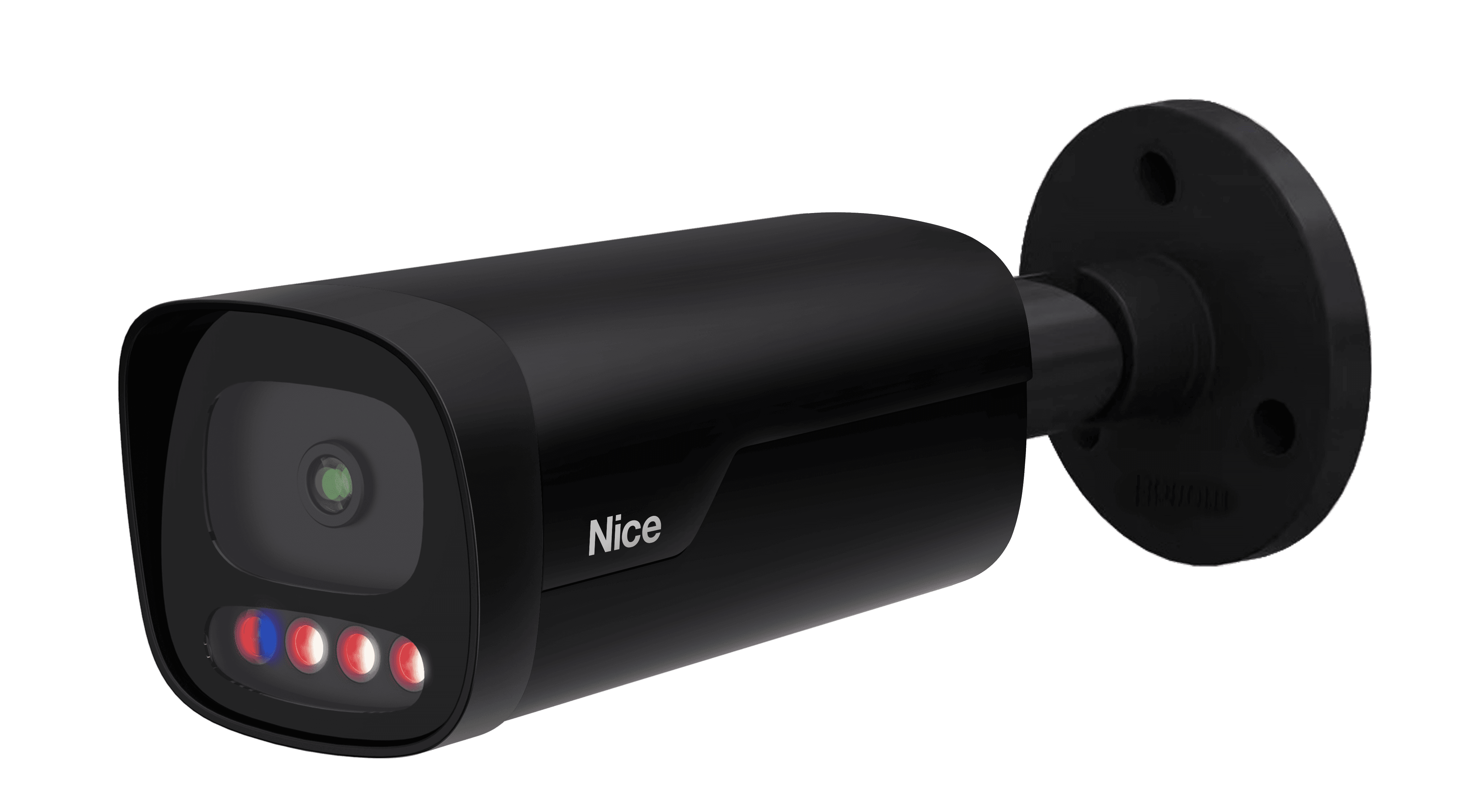 Black security camera with mounting bracket and IR lights