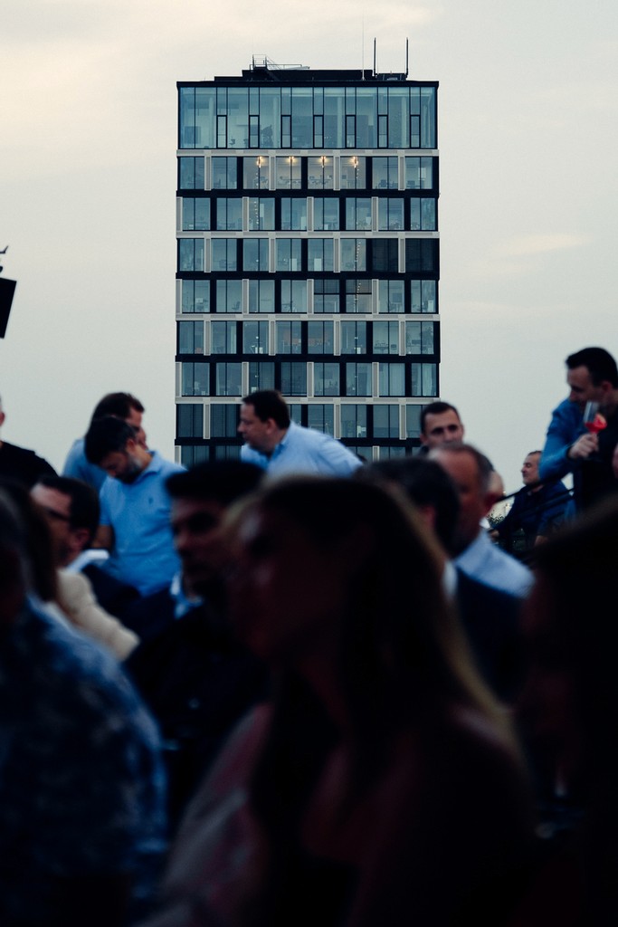 View of a tower at a public event