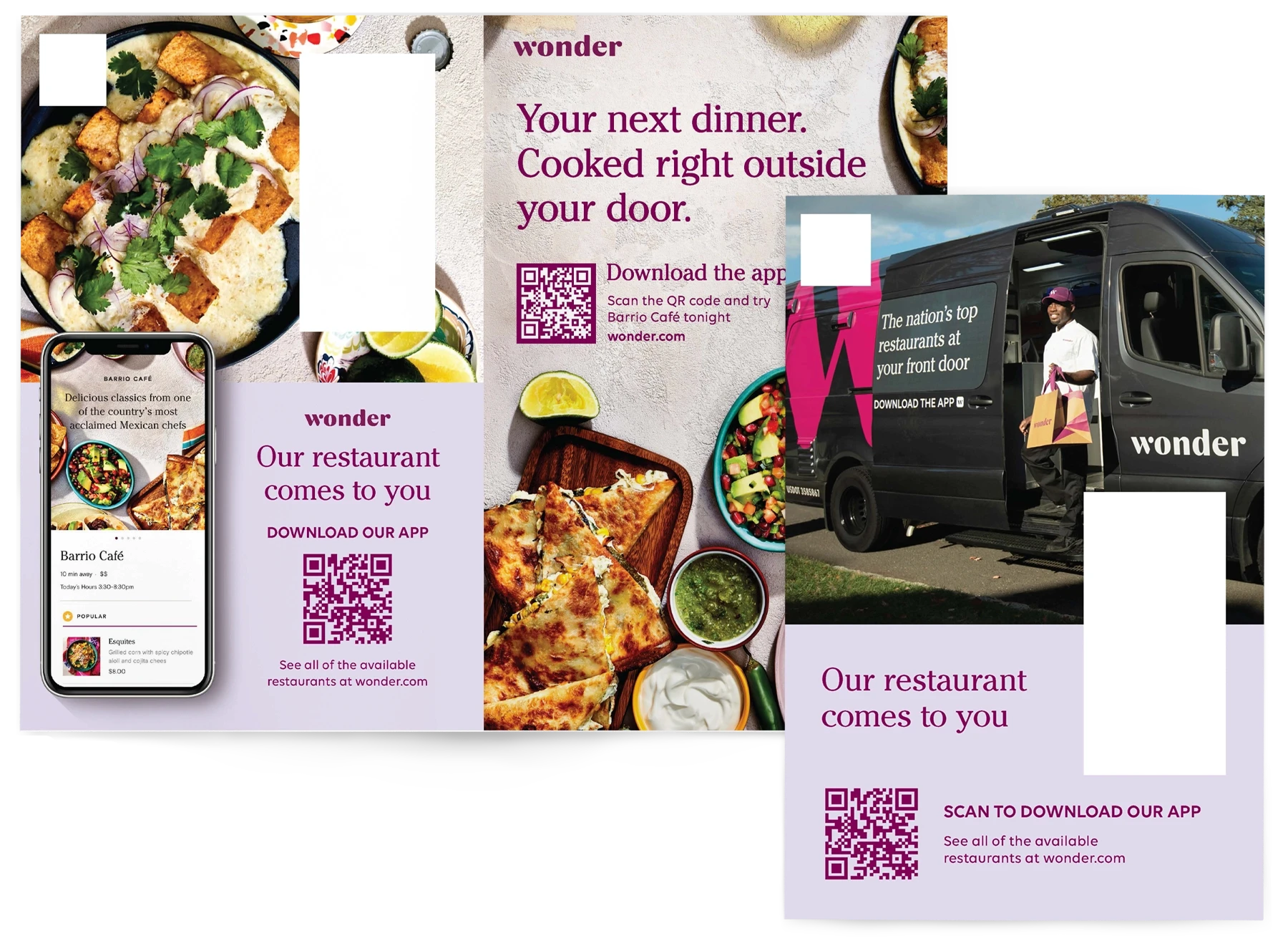 Direct Mail advertising campaign for a food truck brand called Wonder