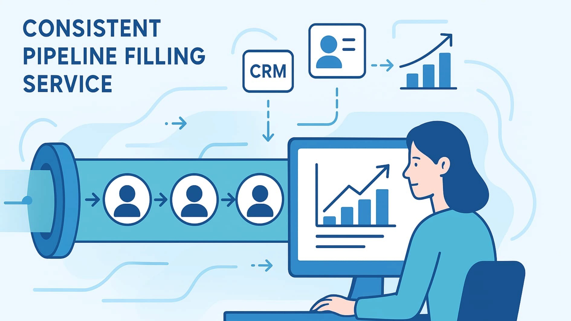 Consistent pipeline filling service featuring CRM integration and data-driven insights to optimize lead generation and conversion tactics.