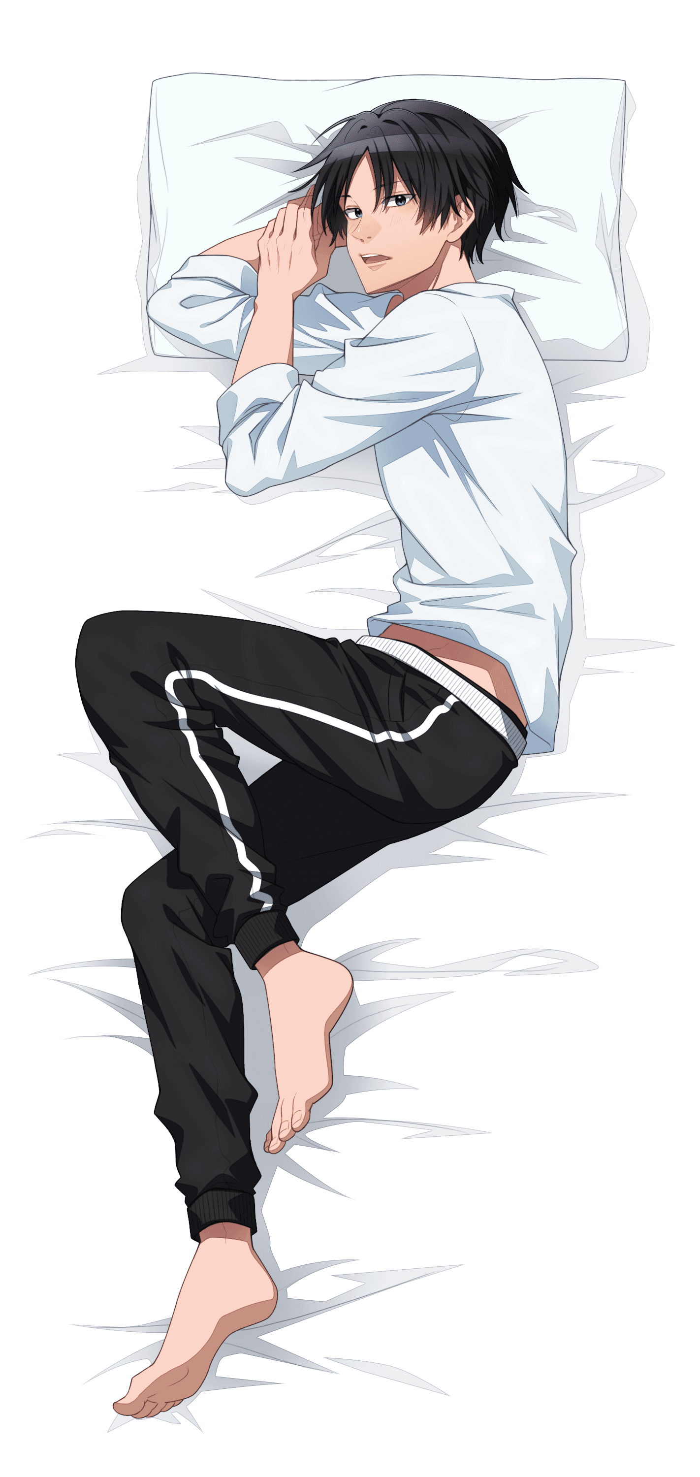 キャラクターが布団で寝ている添い寝シーツ絵