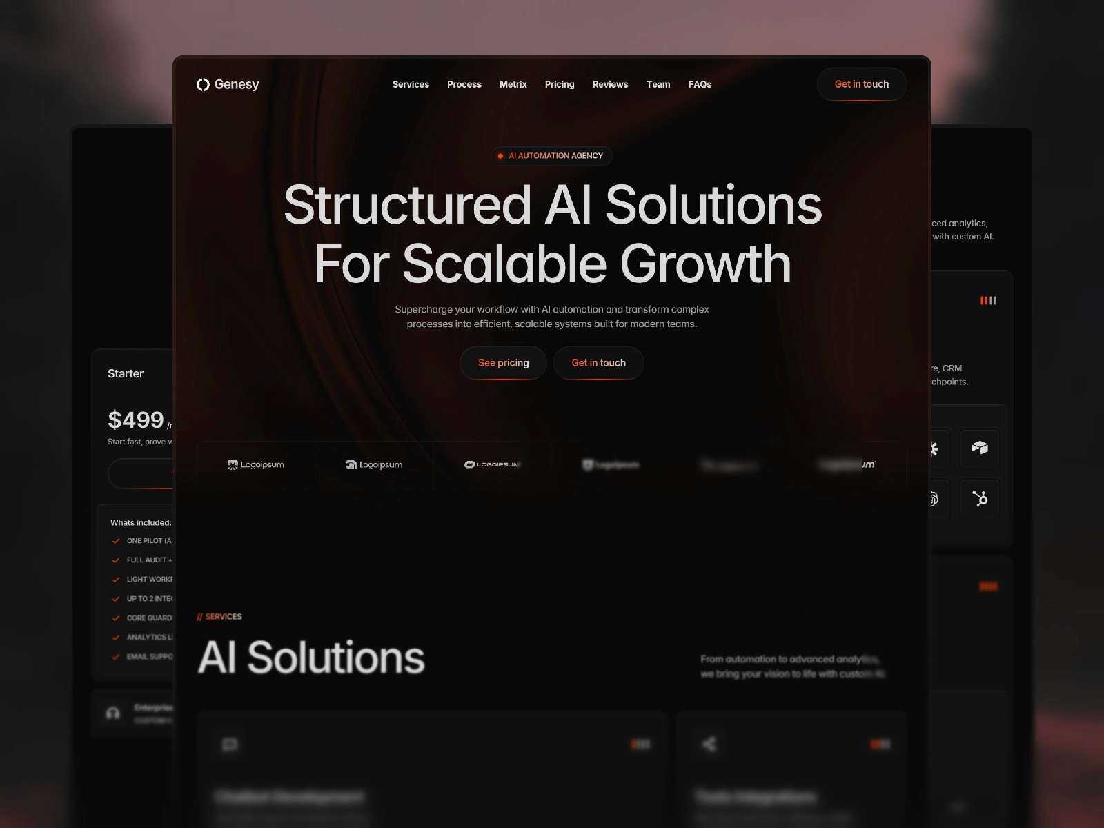 Genesy — 现代专业 AI 机构落地页设计灵感