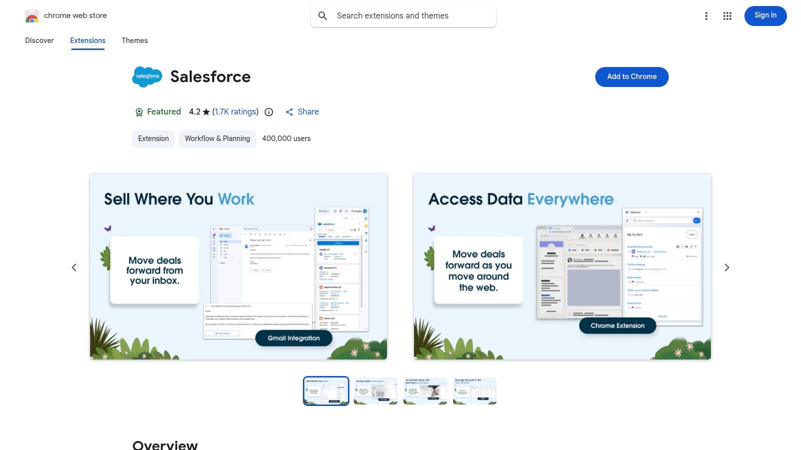Salesforce (Sales Cloud Everywhere) extension product page