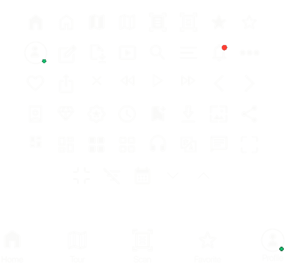 ArtQuest icon set and tab bar, 45 icons
