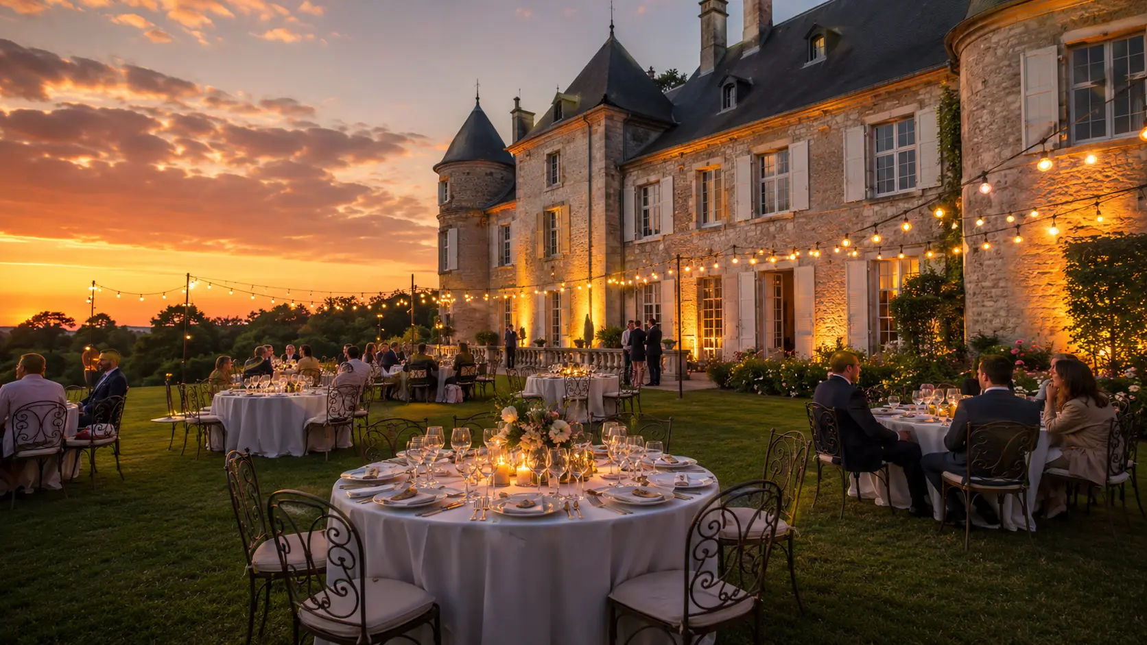 Ambiance de soirée networking au Château du Serpolet près de Clermont-Ferrand